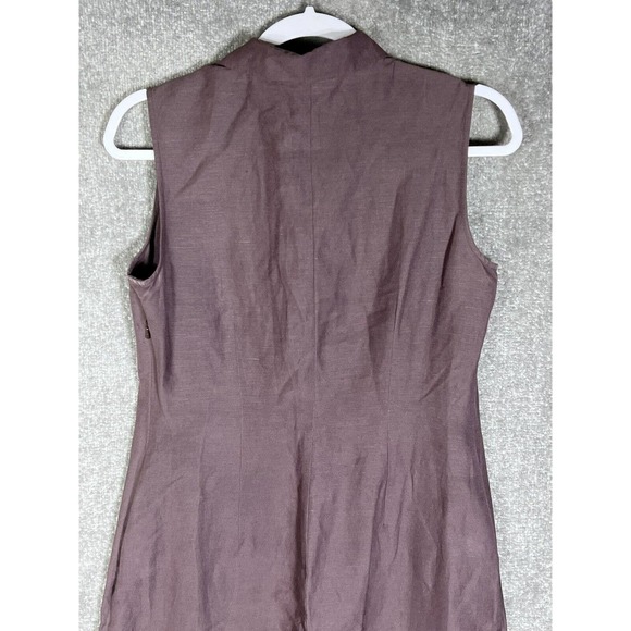 AKA Eddie Bauer Silk Linen Sleeveless‎ Maxi Dress Womens Size 8 Purple Collared - Picture 7 of 11